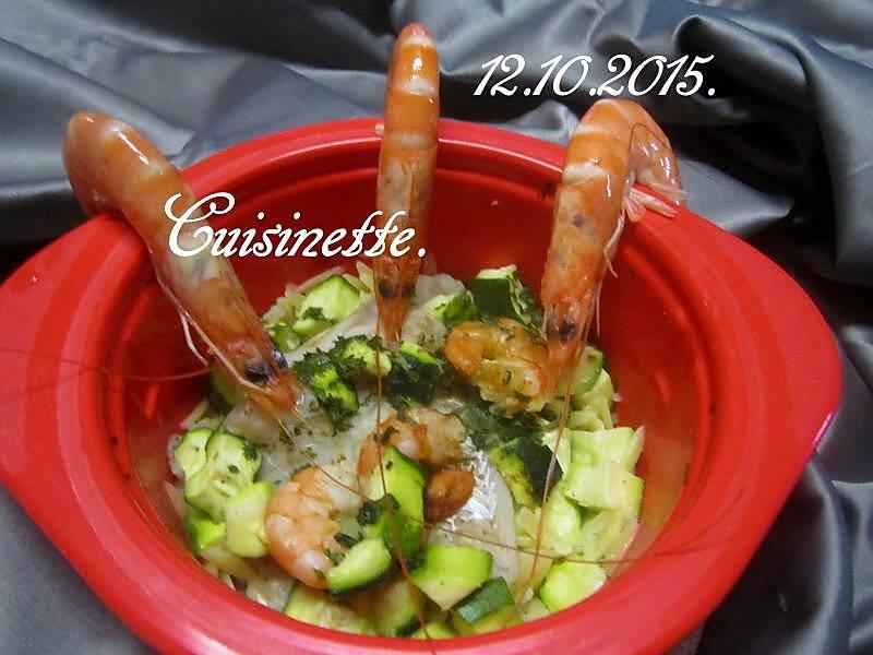 recette Cocotte au cabillaud et crevettes.régime.micro-ondes.