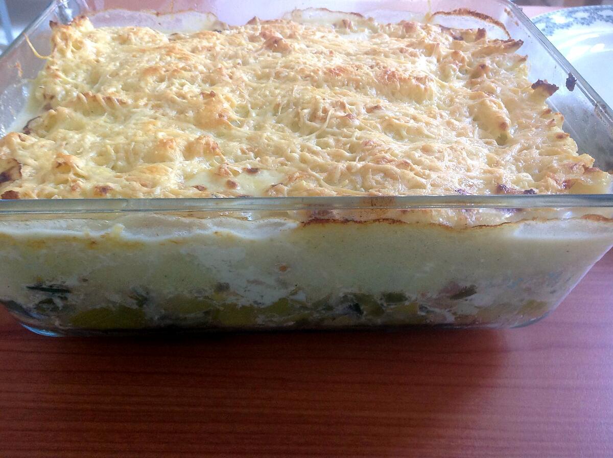 recette Saumon et poireau en gratin