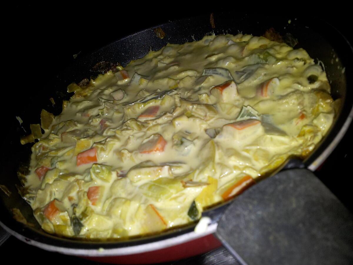 recette Poêlée de poireaux et surimi au curry