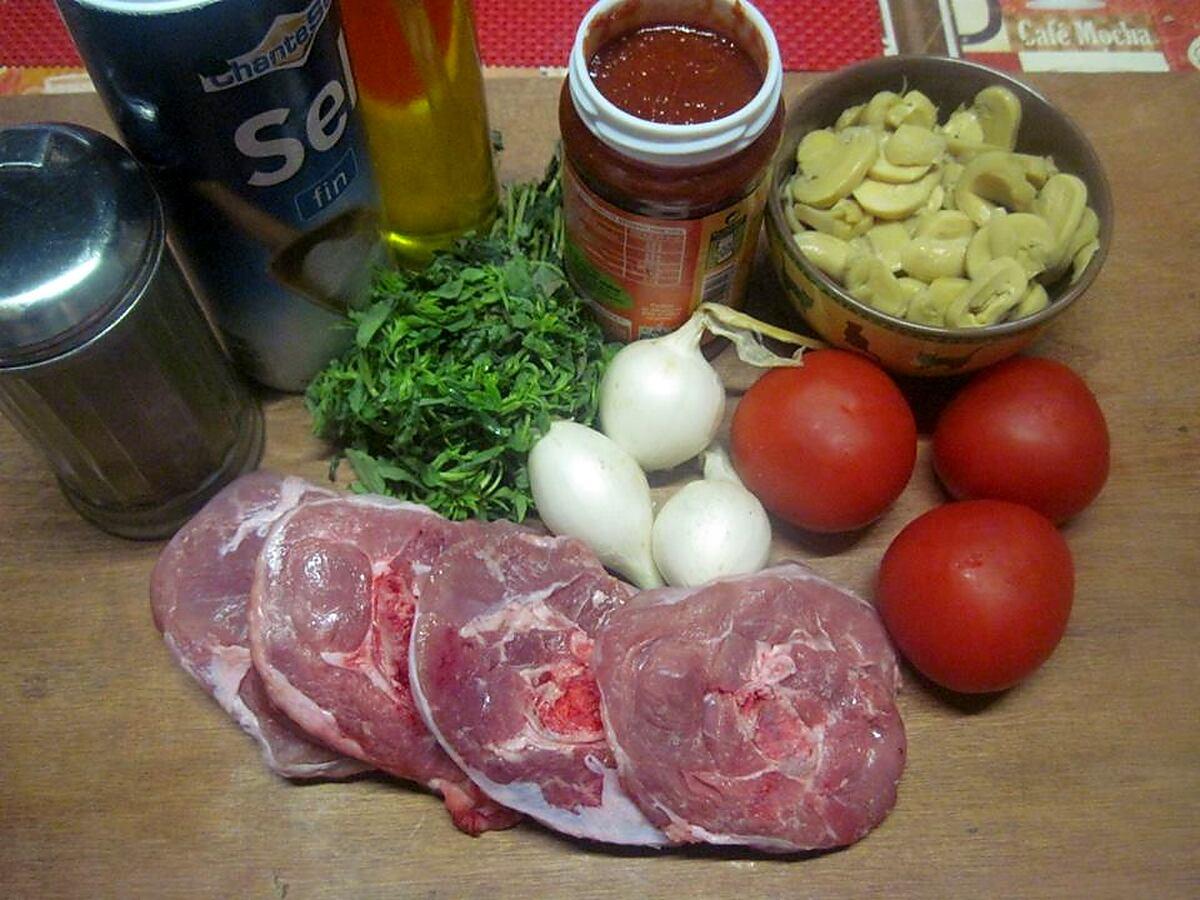 recette Osso bucco aux champignons.basilic.