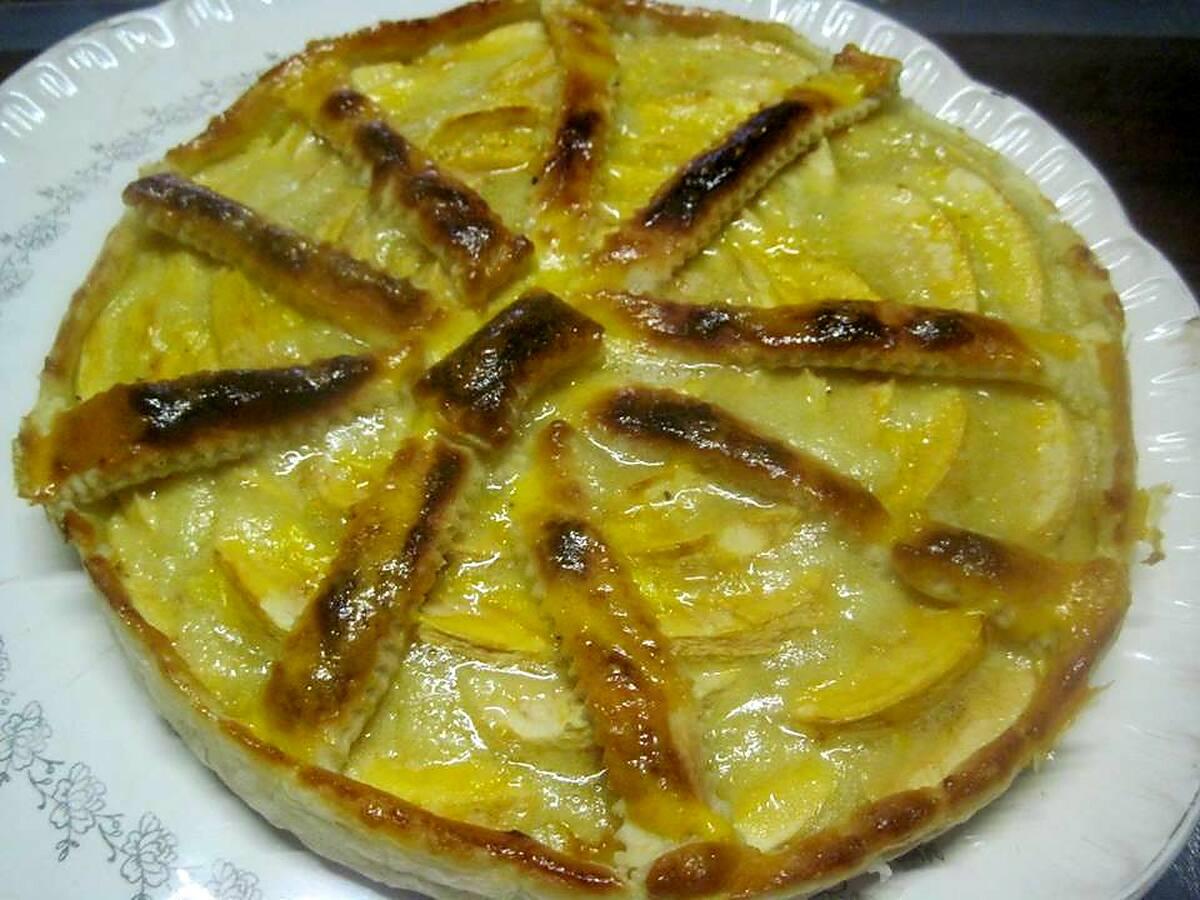 recette Tarte aux pommes sur une crème d'amande.