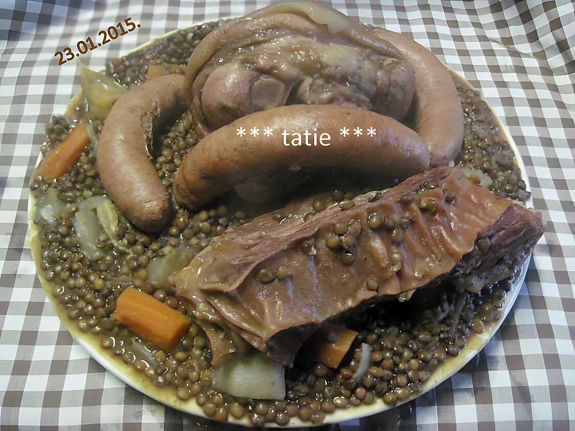 Recette de Potée de lentilles et viandes. par