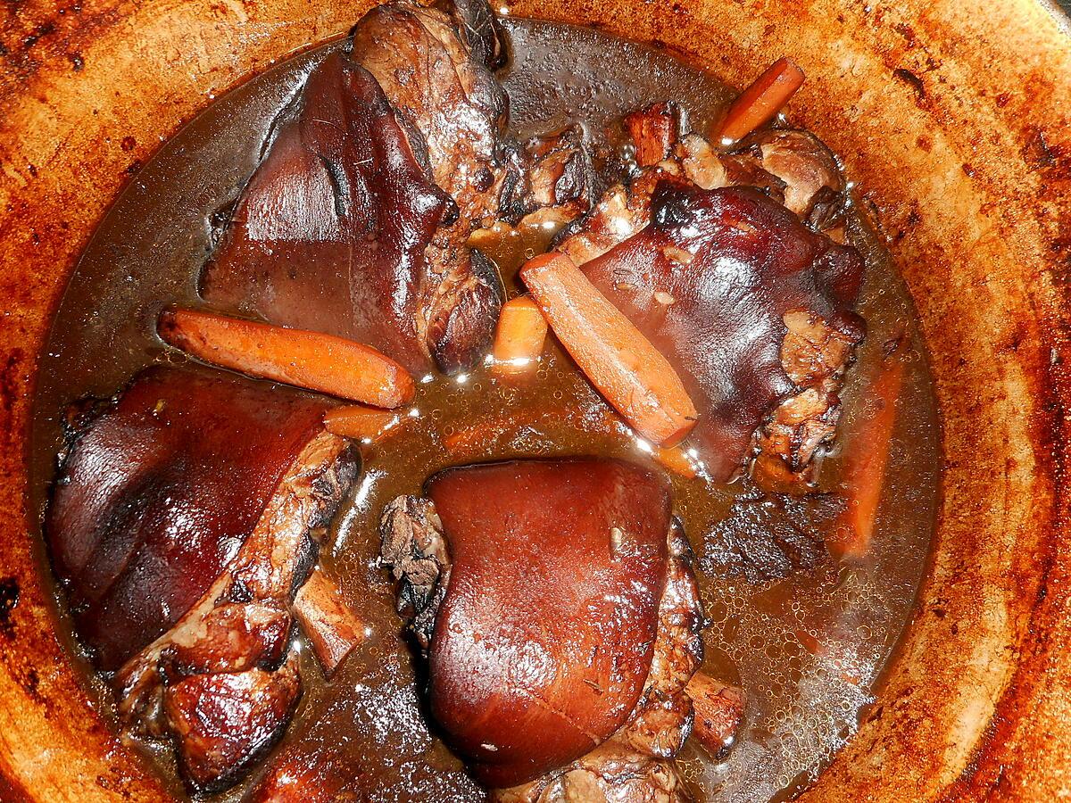 recette Jarret de porc braisé au vin rouge