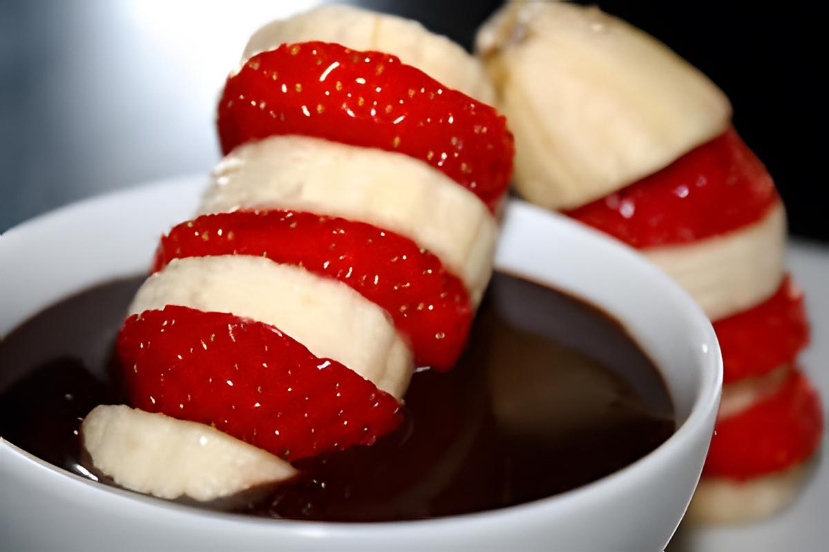 recette brochette de fruit et sauce chocolat/nutella