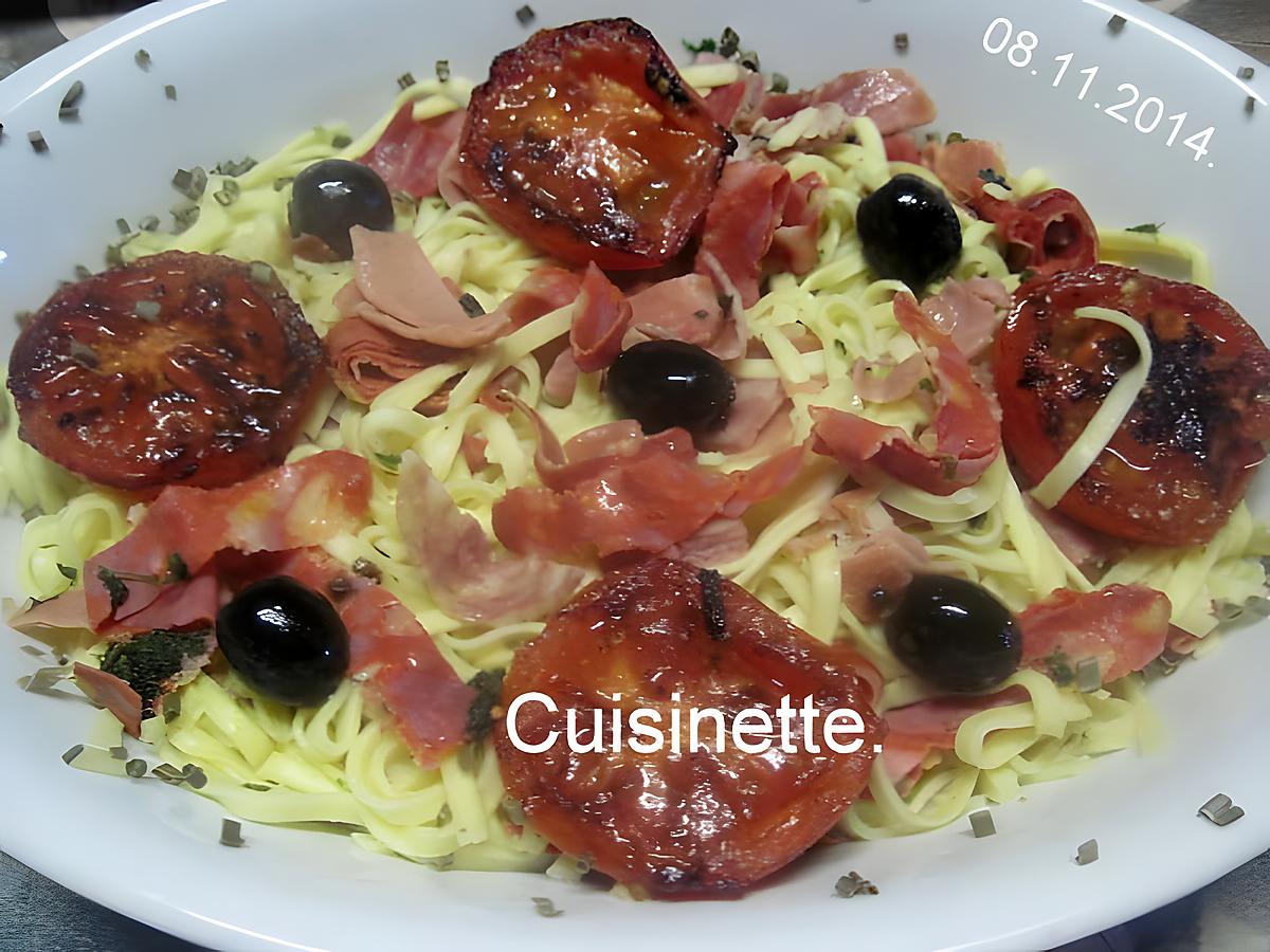 recette Pâtes Italienne et charcuteries.tomates.