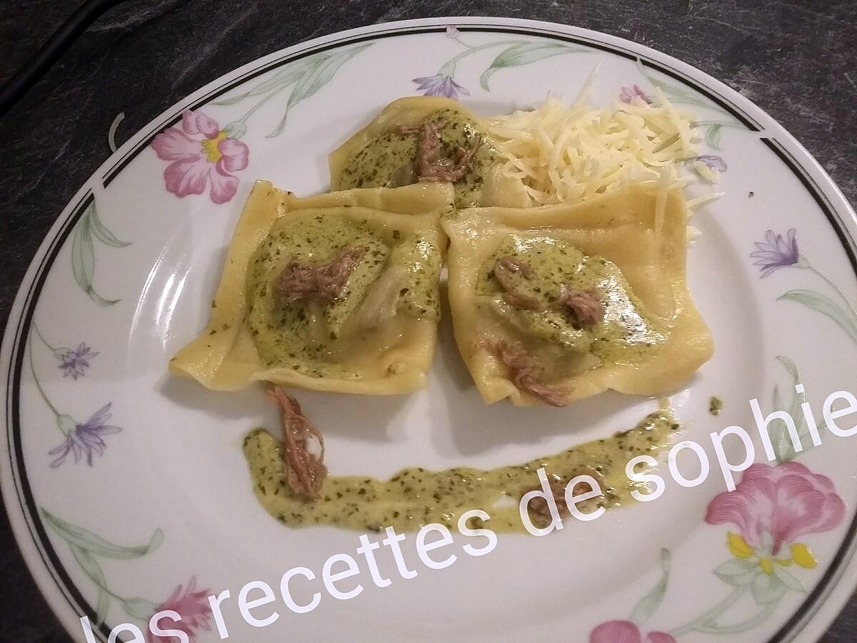 recette Raviolis au bœuf et pesto basilic