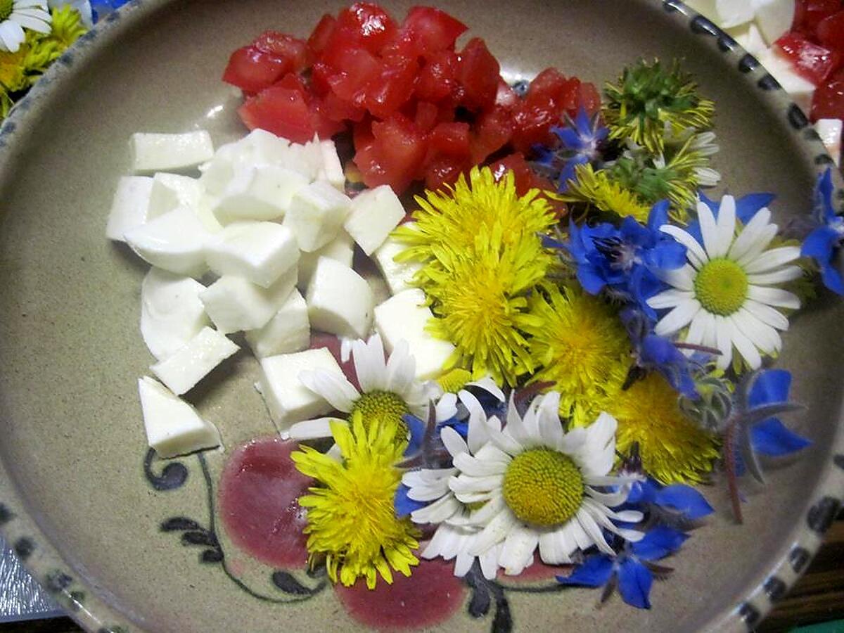 recette Salade de fleurs à la mozzarella.