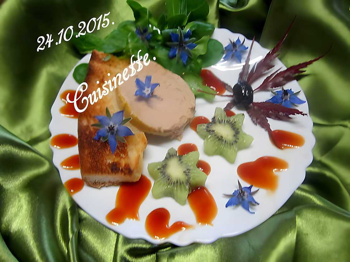 Recette d'Assiette de foie gras et kiwis.