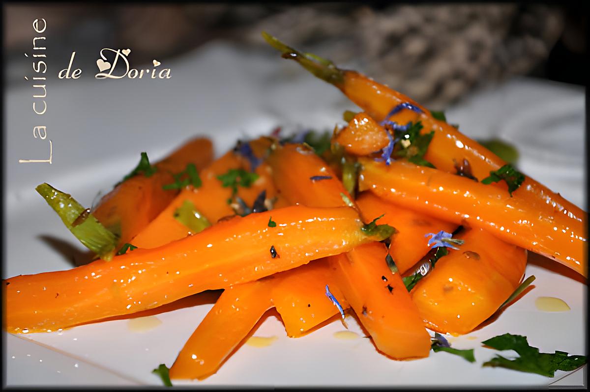 recette Carottes fondantes au cumin et fleurs sauvages de Provence