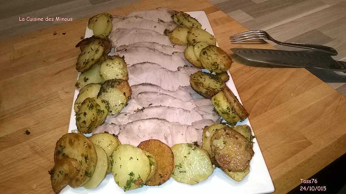 Échine de porc au cumin et pomme de terres Sarladaise