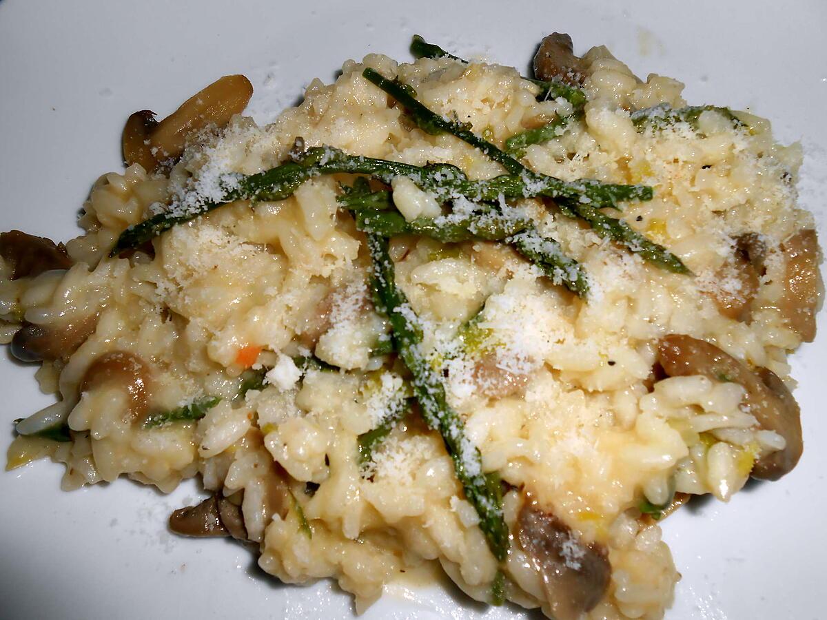 recette RISOTTO ASPERGES SAUVAGES ET CHAMPIGNONS DE PARIS