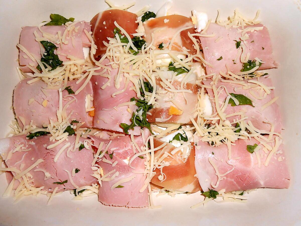 recette INVOLTINI DE JAMBON FARCIS AUX OEUFS DURS GRATINES