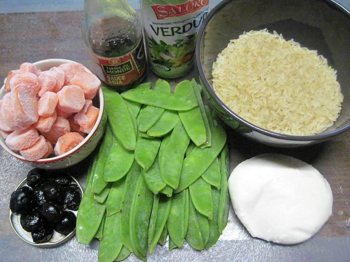 recette Riz aux légumes. mozzarella. basilic.