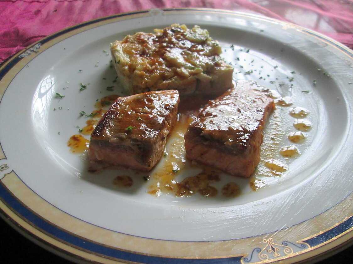 Recette de Saumon au miel , vinaigre balsamique blanc,,,,, ds le nord