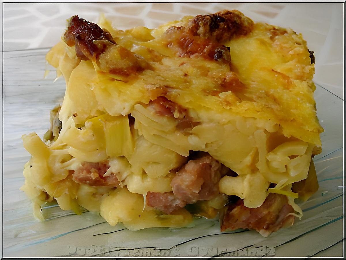 recette Gratin de cornettis au fondu de poireaux et Béchamel