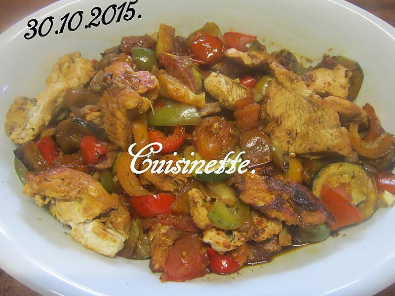 recette Émince de dinde aux légumes du sud.