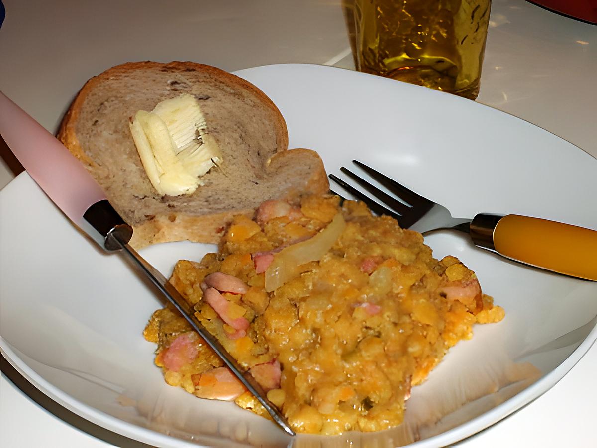 recette Poêlée de lentilles Corail au lard fumé