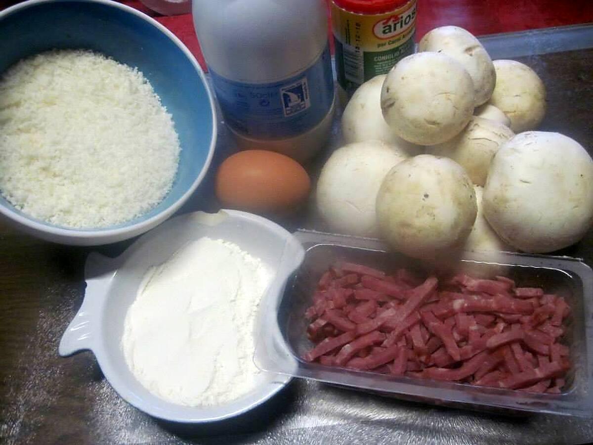 recette Champignons et bacon à la béchamel gratinés.