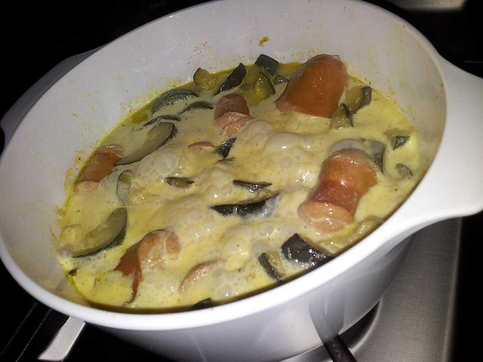 recette Ragoût de courgettes-knacki epicée