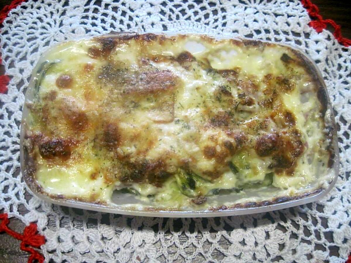 recette Courgettes au jambon et parmesan. gratinés.