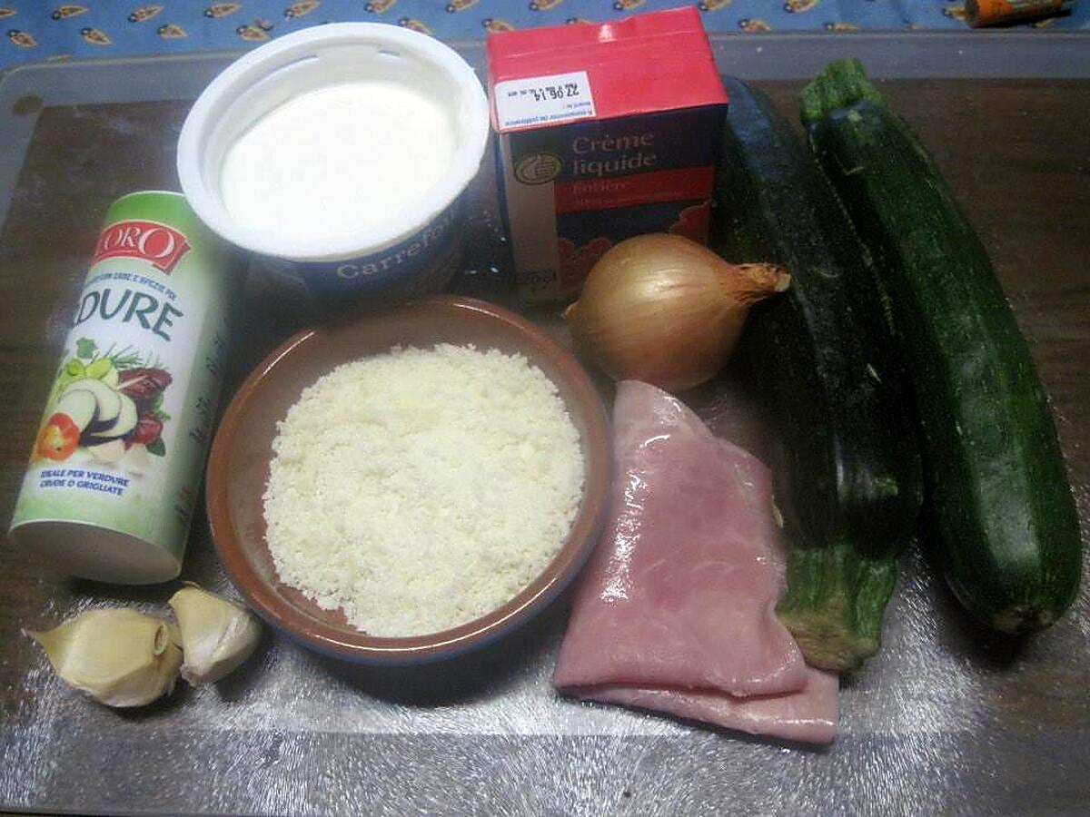 recette Courgettes au jambon et parmesan. gratinés.