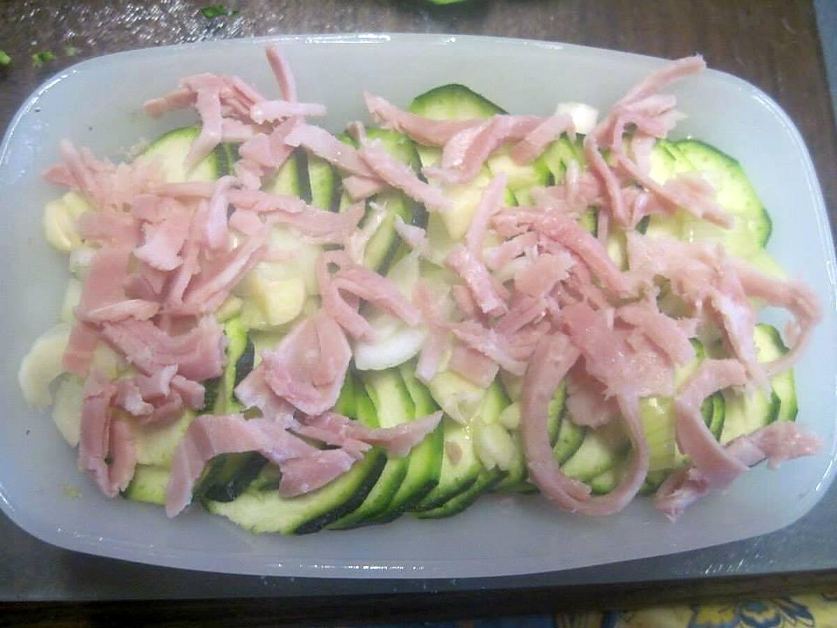 recette Courgettes au jambon et parmesan. gratinés.