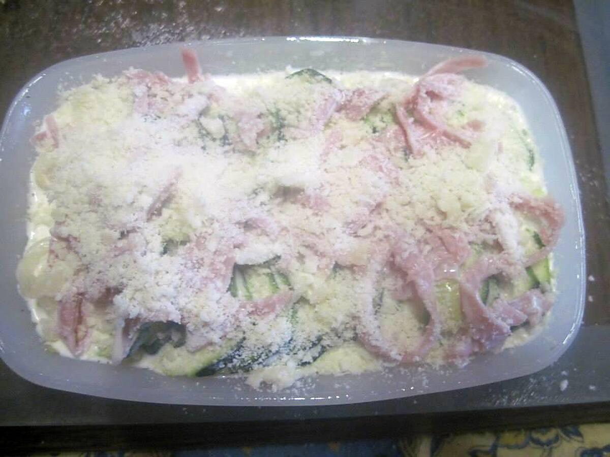 recette Courgettes au jambon et parmesan. gratinés.