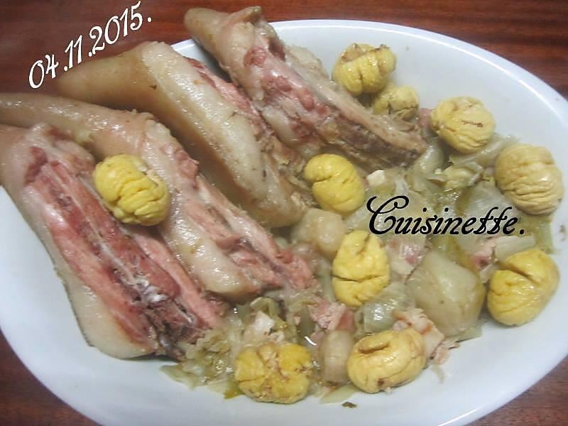 recette Queux de cochon aux endives et châtaignes.