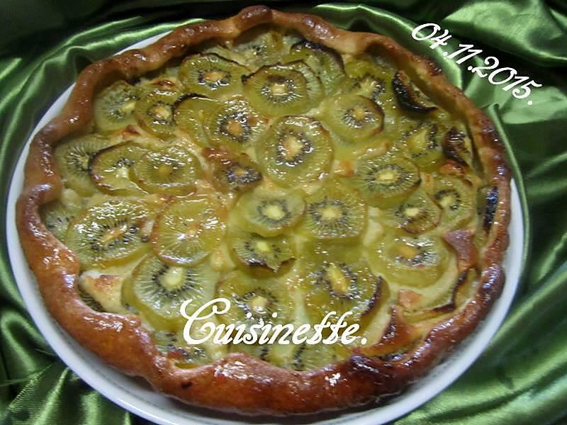 recette Tarte aux kiwis sur une crème amandine.