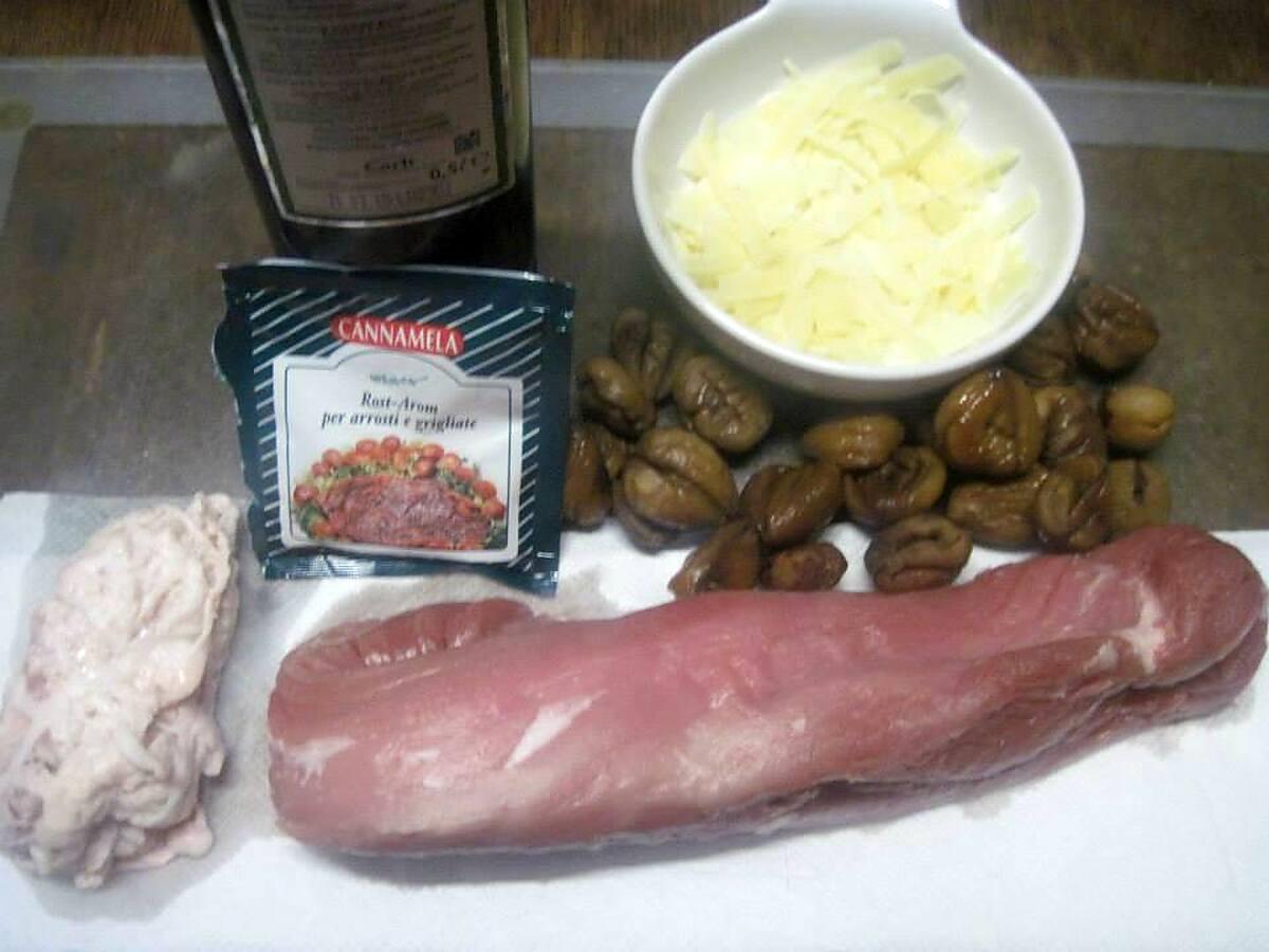 recette Filet mignon de porc farci aux châtaignes.