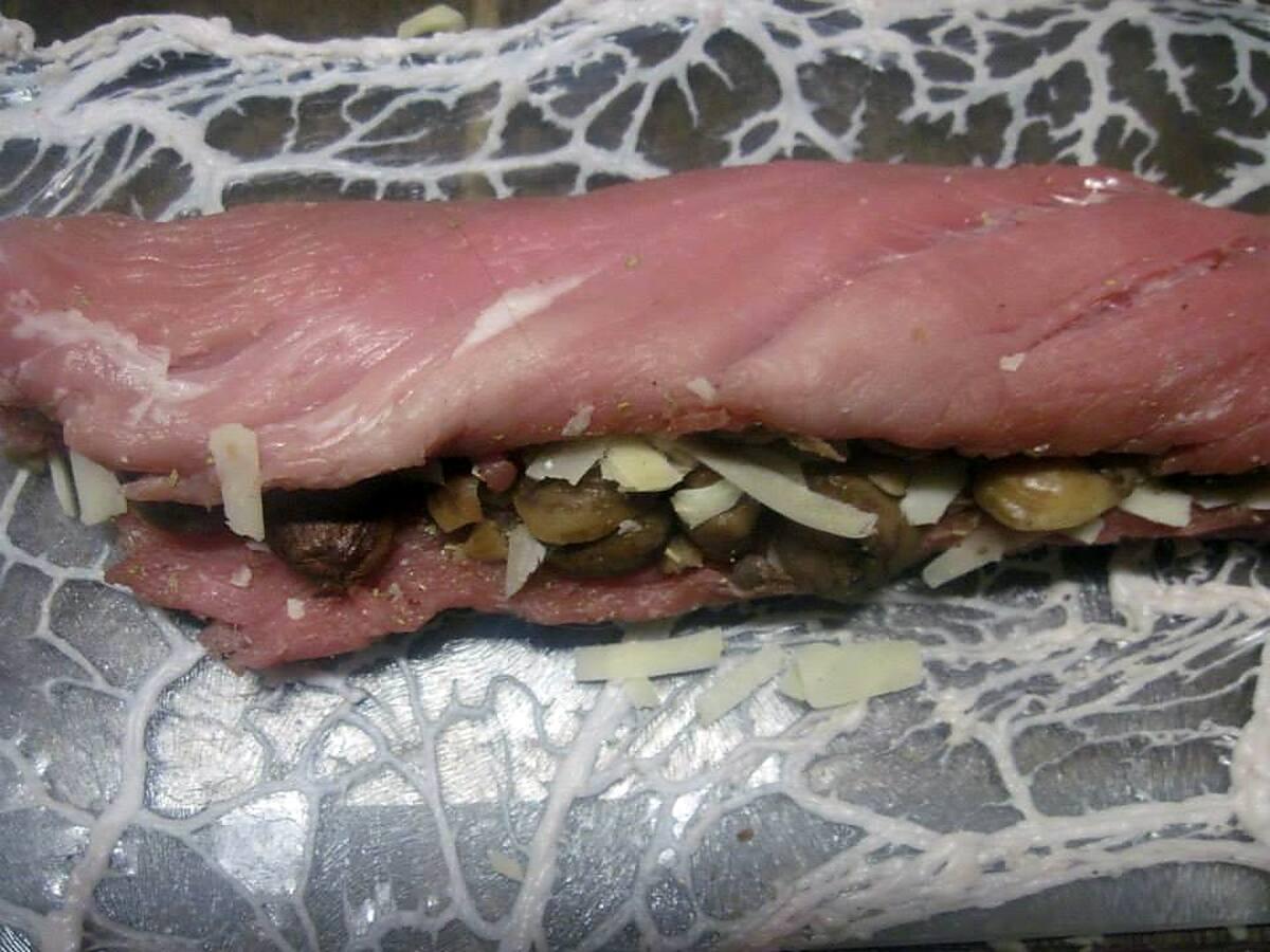 recette Filet mignon de porc farci aux châtaignes.
