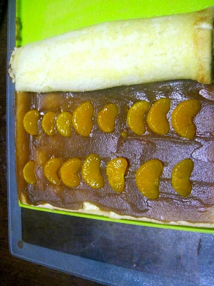 recette Bûche à la crème de marron.crème ganache café et clémentines.