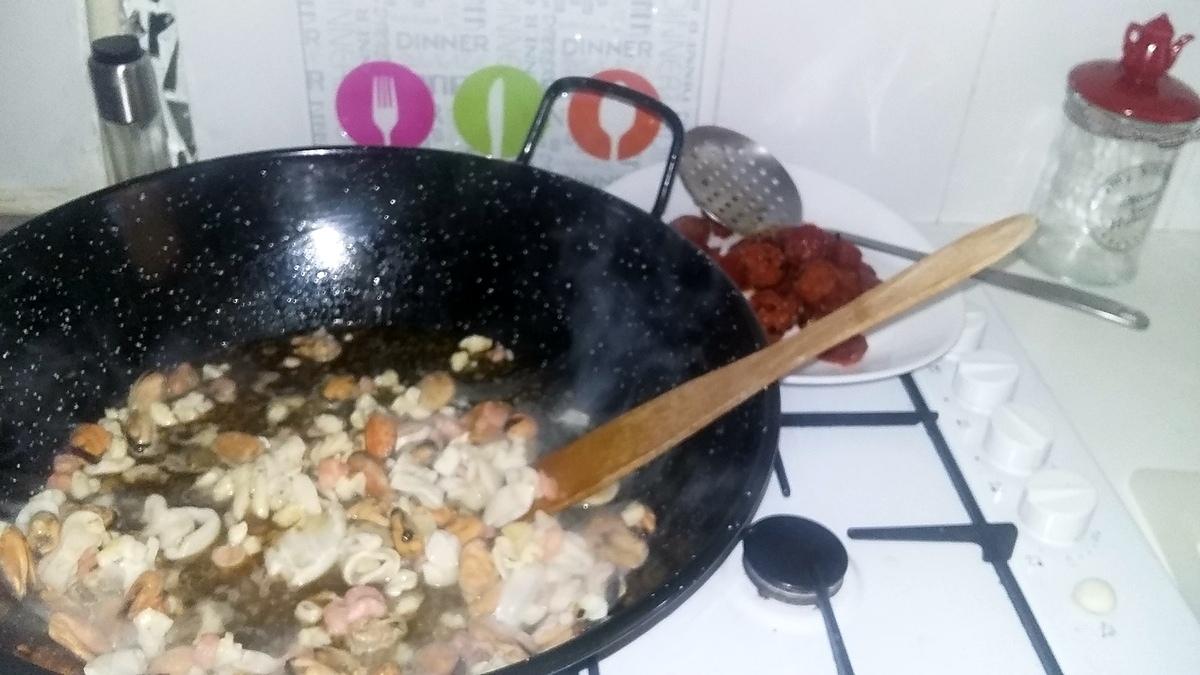 recette Riz aux fruits de mer chorizo et lard