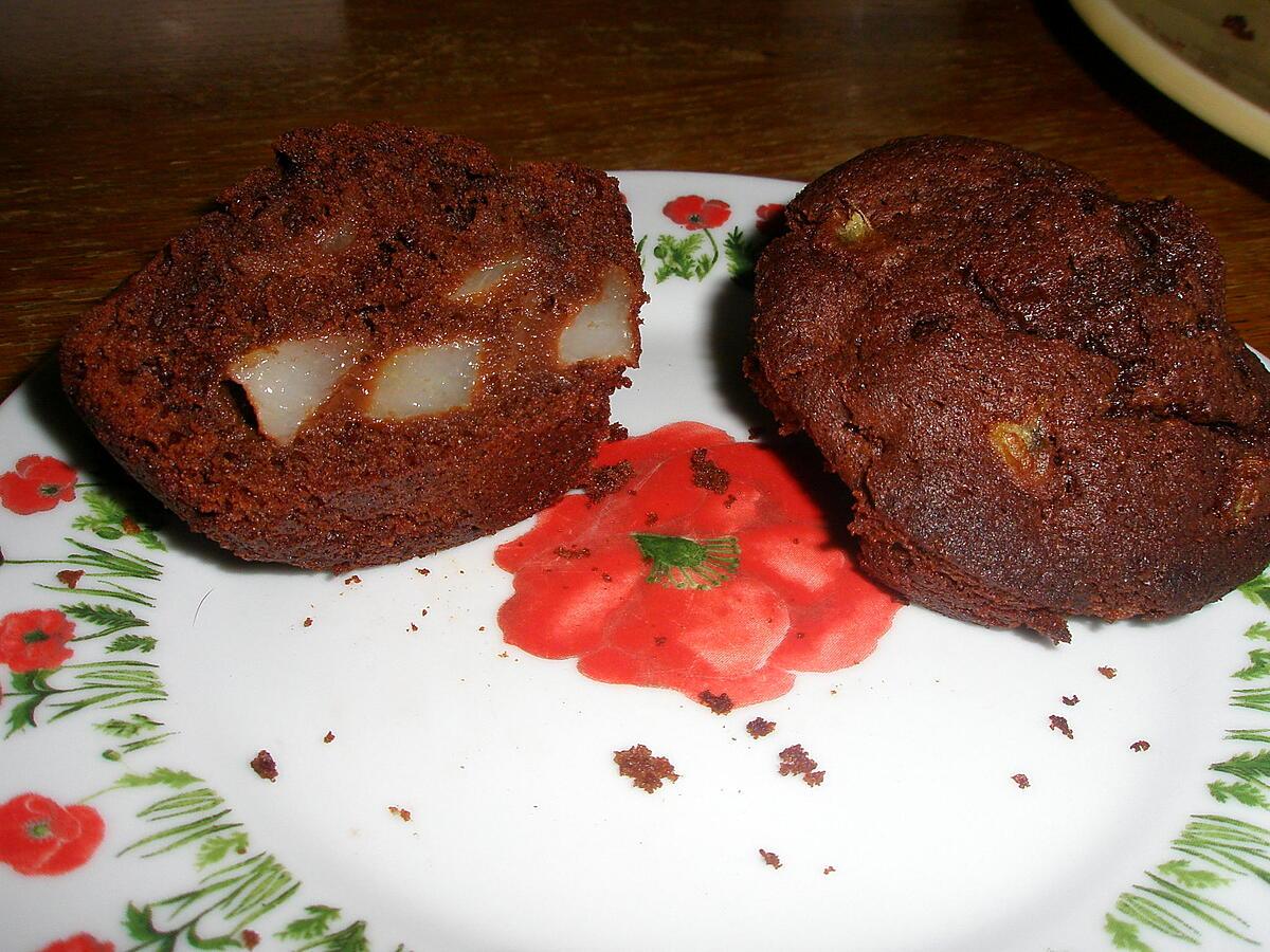 recette MUFFINS poire chocolat de ROSINETTE,un pur régal !!!