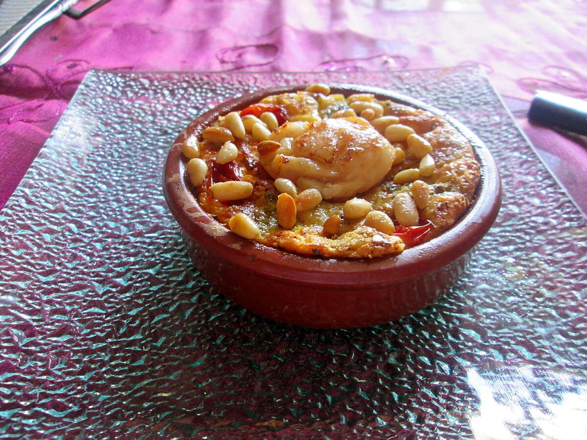 recette st  jacques sur  clafoutis de brocolis du blog  croquant  gourmand