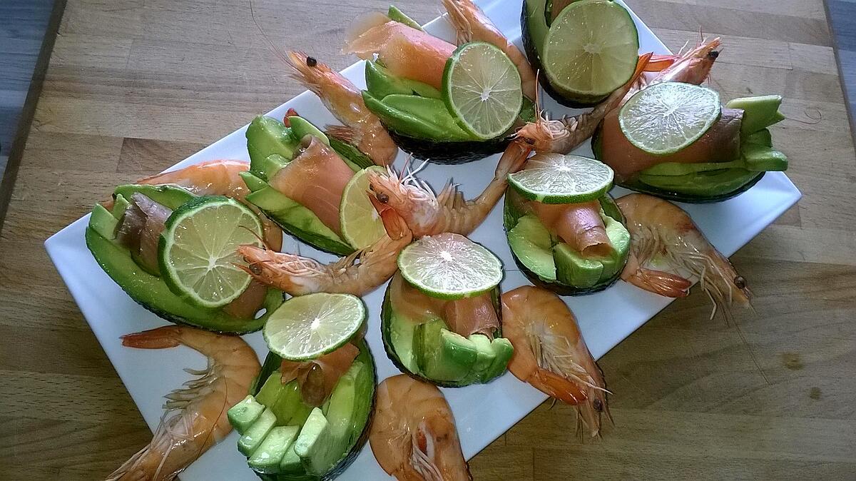 recette Avocat saumon fumé et crevettes roses