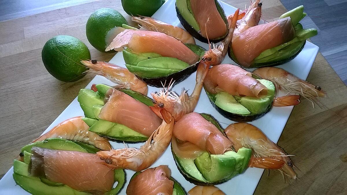 recette Avocat saumon fumé et crevettes roses