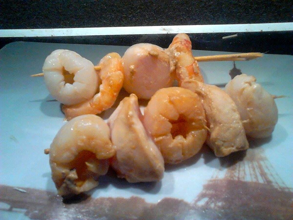 recette Brochette de litchi au poulet ou scampi