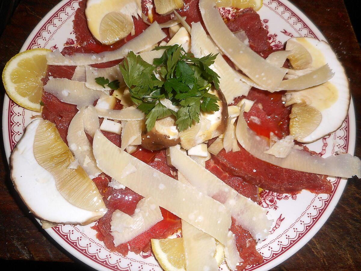 recette Carpaccio de boeuf aux cépes