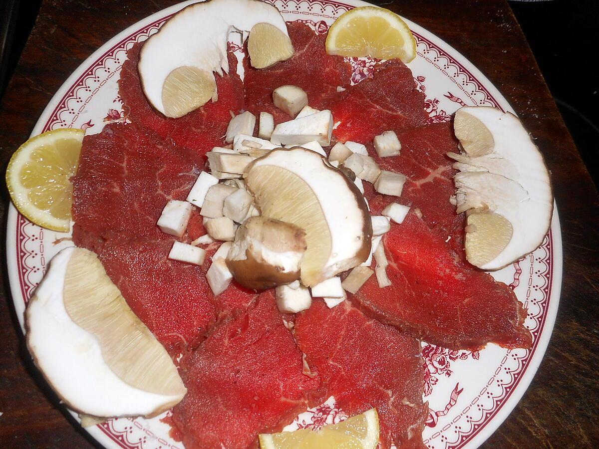 recette Carpaccio de boeuf aux cépes