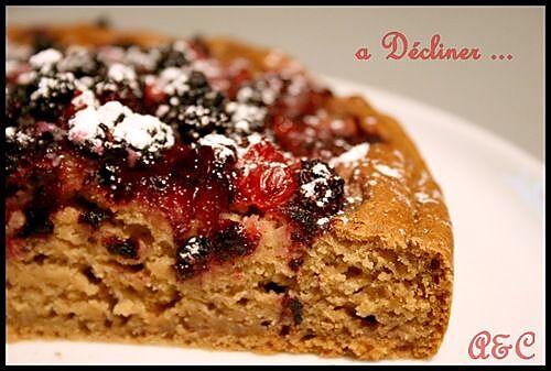 recette ** Gâteau fondant aux spéculoos, tofu soyeux et fruits rouges ..sans beurre, sans crème, ni oeuf  ajoutés**