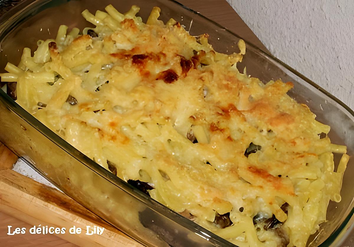 recette Gratin de macaroni aux champignons