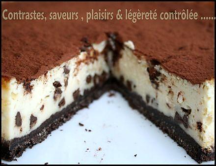 recette ** Cheesecake mi-Ange mi-Démon : Garniture légère vanillée sur une croûte croustillante extra chocolat**