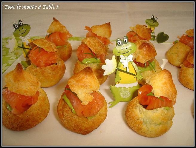 recette mini choux farcis à l'avocat et saumon fumé à l'aneth en amuses-bouche