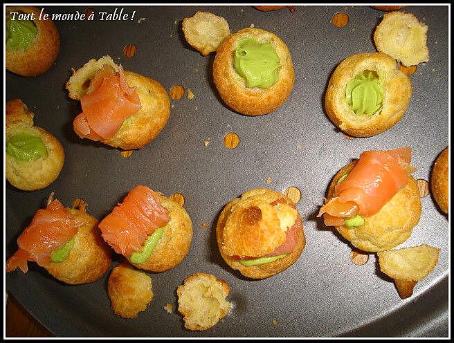 recette mini choux farcis à l'avocat et saumon fumé à l'aneth en amuses-bouche