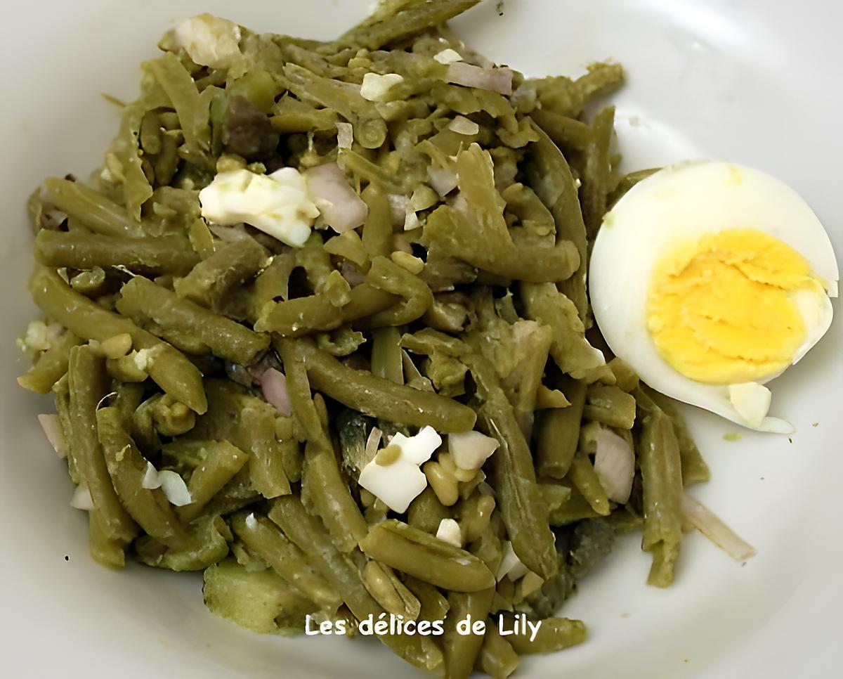 recette Salade de haricots verts, vinaigrette à l'oeuf écrasé
