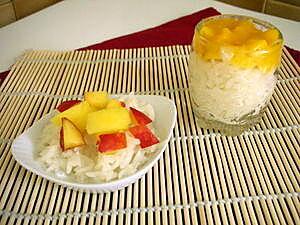 recette Riz gluant au lait de coco & mangue japonisant- sans gluten ni lait ni oeuf