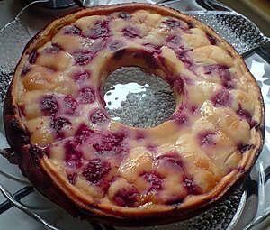 recette Gateau au fromage blanc, framboises et pépites de chocolat blanc