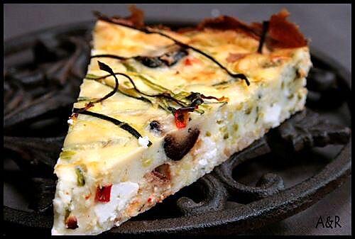 recette ** Clafoutis/chessecake fromager salé aux saveurs grecques & italiennes ( fêta-courgette-olives & ricotta -parmesan)**