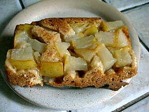 recette Tâteau Banane & Poire ou la rencontre d'un gâteau banane- coco avec une tatin poire amande
